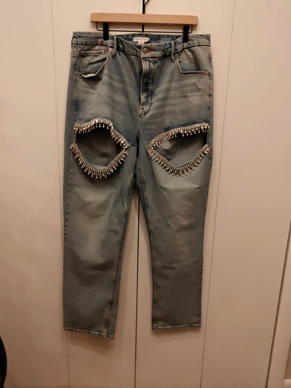 Good Icon Straight Jeans Size 15 Light Wash Rhinestone Cutout